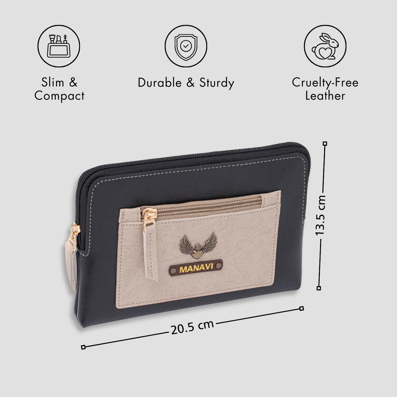 Personalised utility pouch - Black with features