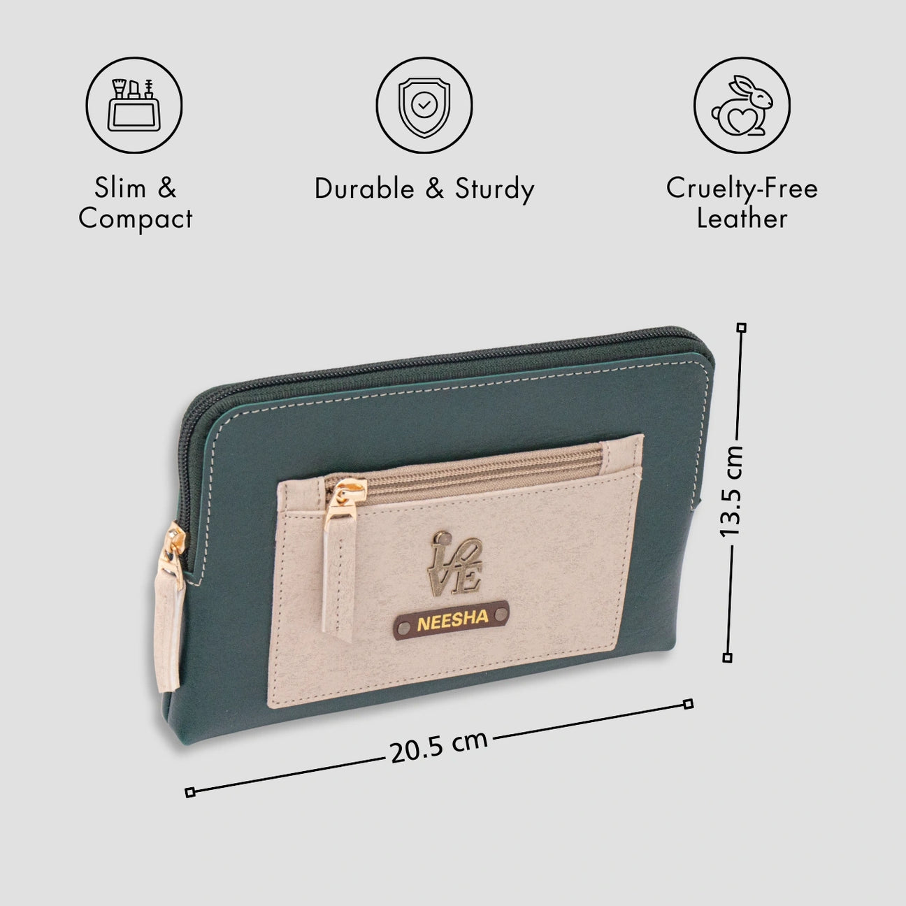 Personalised utility pouch vector - Green with features