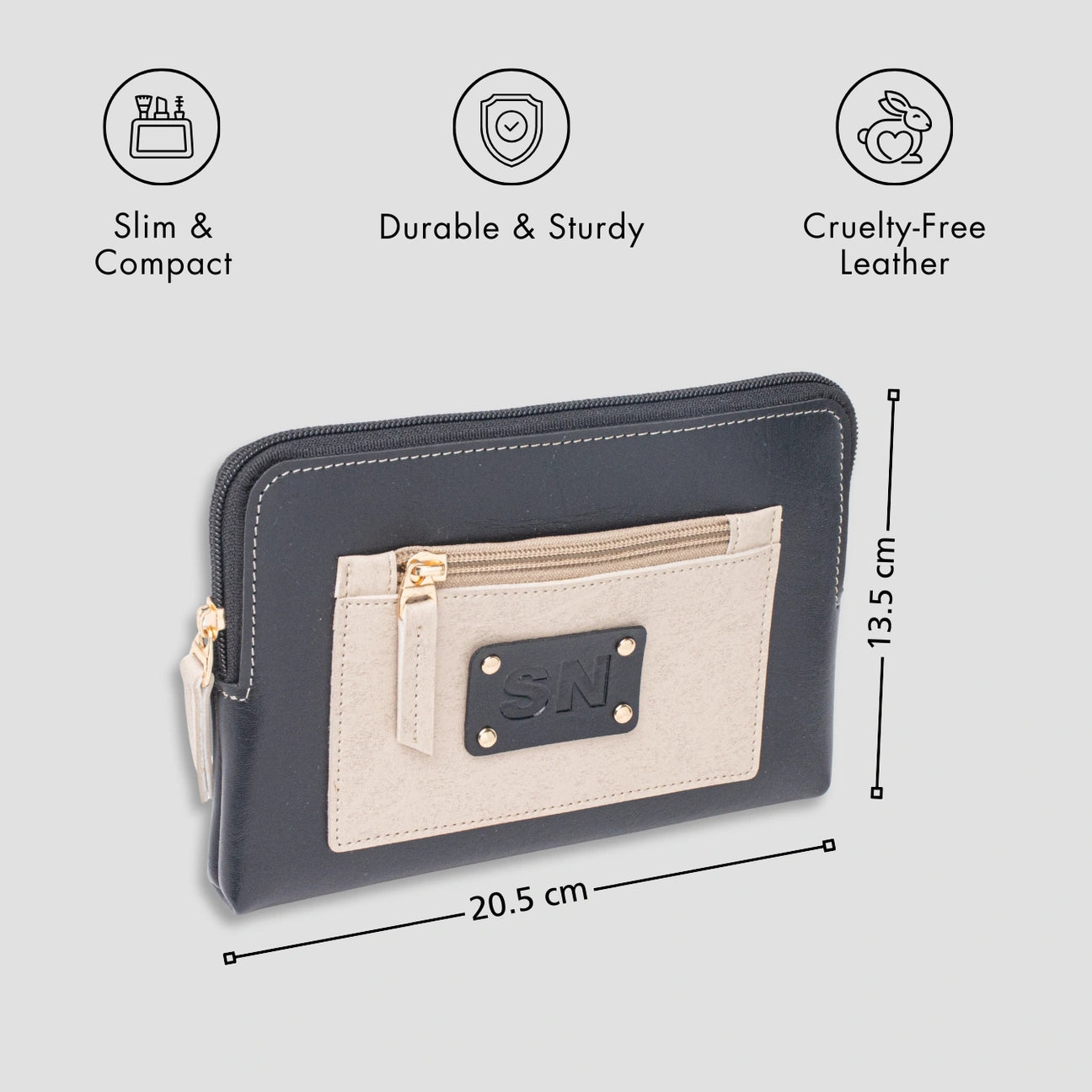 Personalised utility pouch initials vector - Black with features