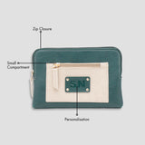 Personalised utility pouch initials - Green with features