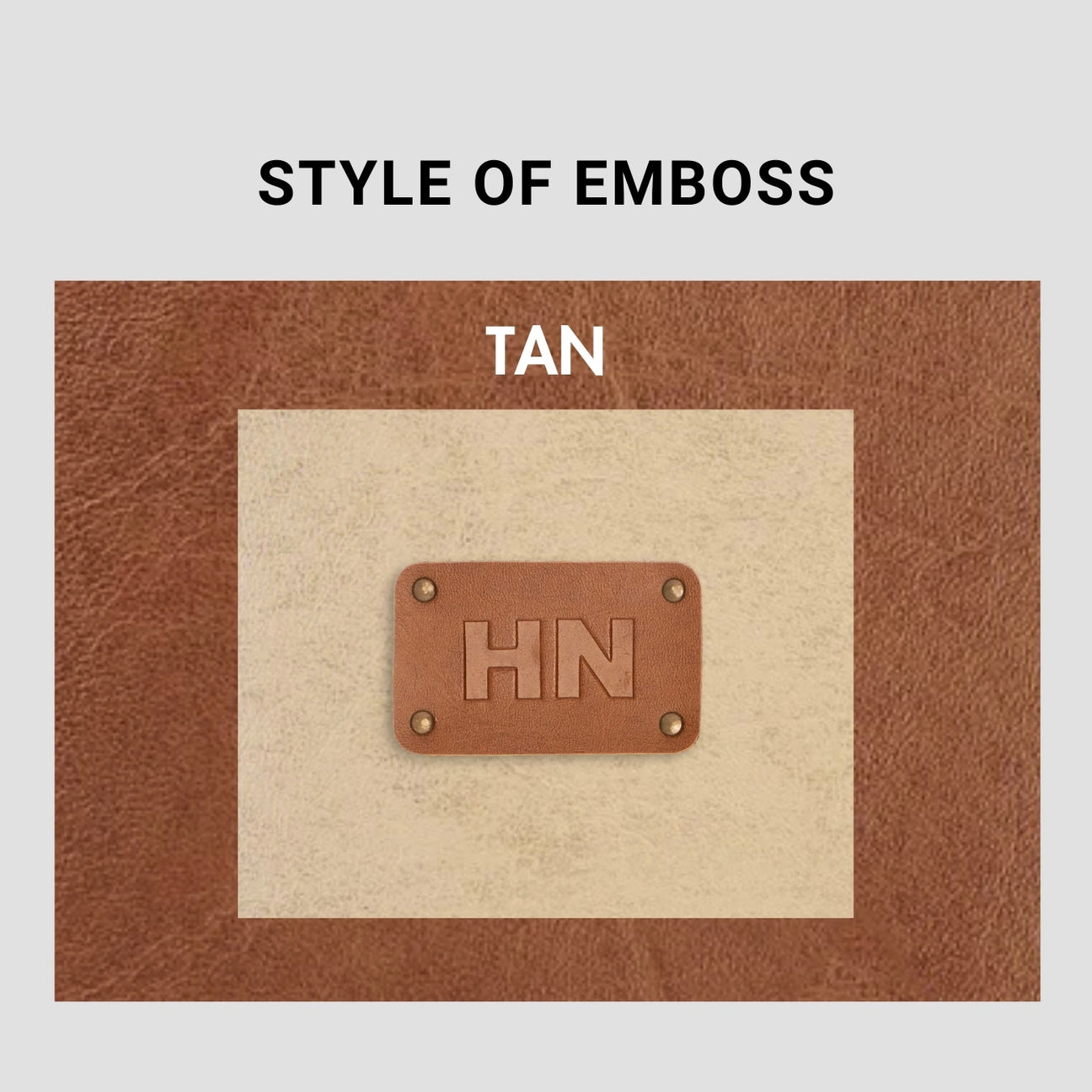 Tan leather emboss style with initials