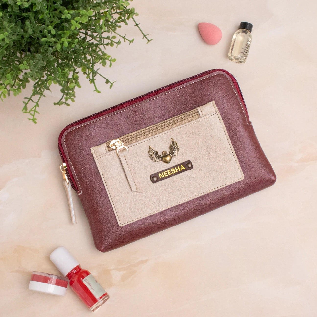 Personalised utility pouch - Maroon