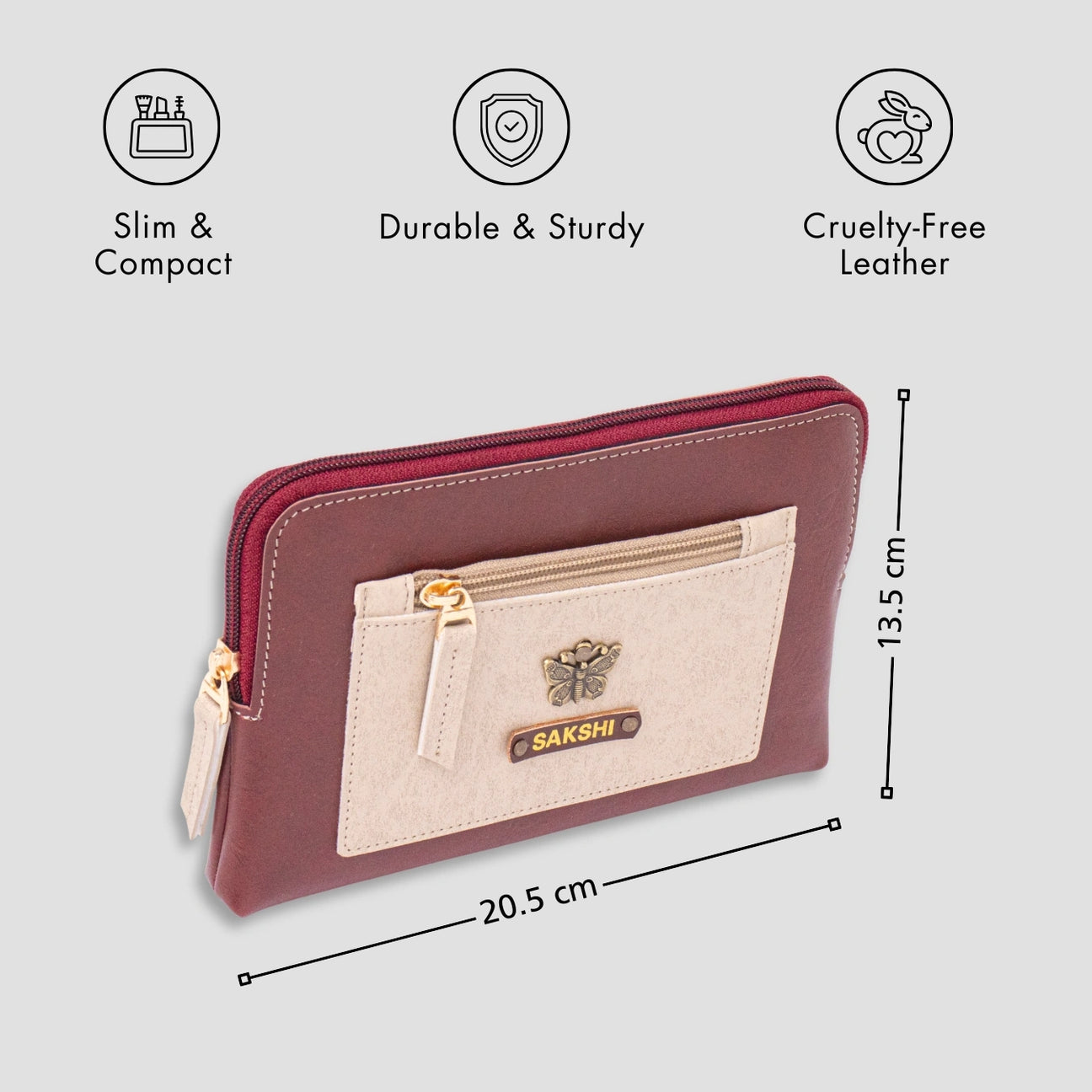 Personalised utility pouch vector - Maroon with features