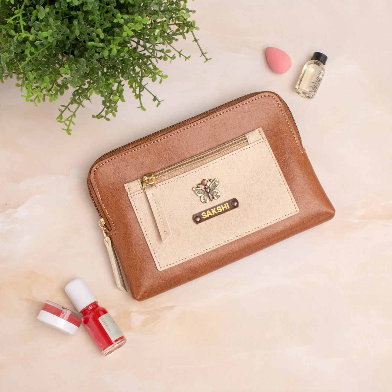 Personalised utility pouch - Tan