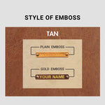 Tan leather emboss style with initials