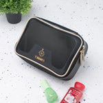 Personalised black leather vanity pouch 