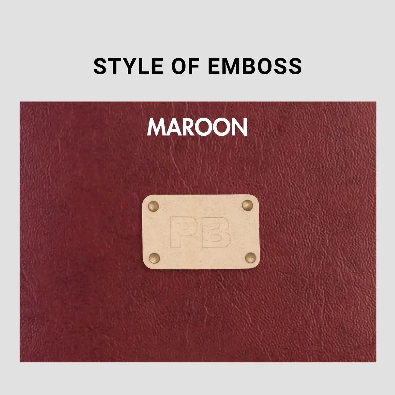 Maroon leather emboss style with initials
