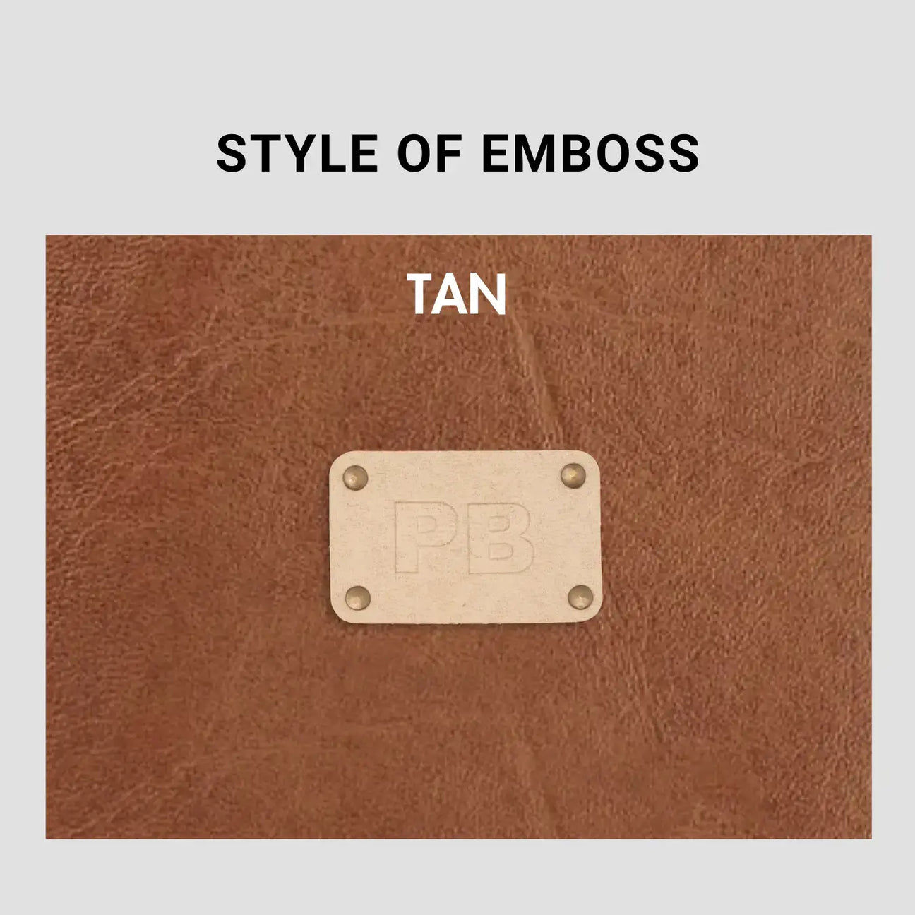 Tan leather emboss style with initials