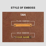 Tan leather plain & gold emboss style with initials