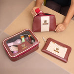 Personalized maroon vanity pouch, utility pouch, multipurpose pouch with name 