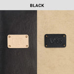 Black leather with personalized embossed name plate options
