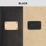 Black leather with personalized embossed name plate options