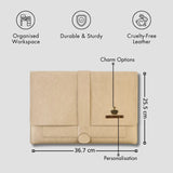 Beige laptop with arrow initials