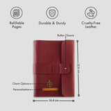 Maroon personalized diary with charm