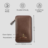 PERSONALISED ZIPPERED TRAVEL CASE - BROWN