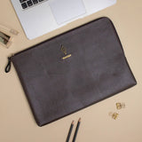 PERSONALISED ZIPPERED LAPTOP CASE (13 Inch) - BROWN
