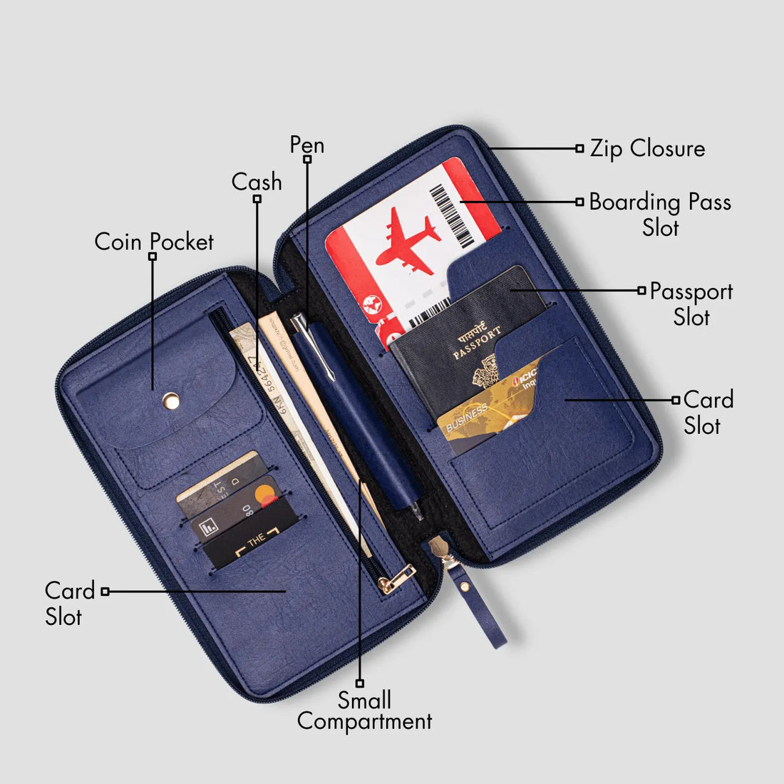 PERSONALISED ZIPPERED TRAVEL CASE - BLUE