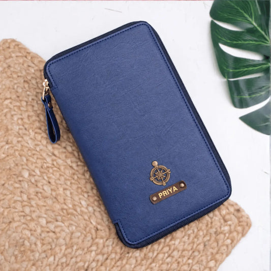 PERSONALISED ZIPPERED TRAVEL CASE - BLUE