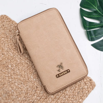 PERSONALISED ZIPPERED TRAVEL CASE - TAUPE