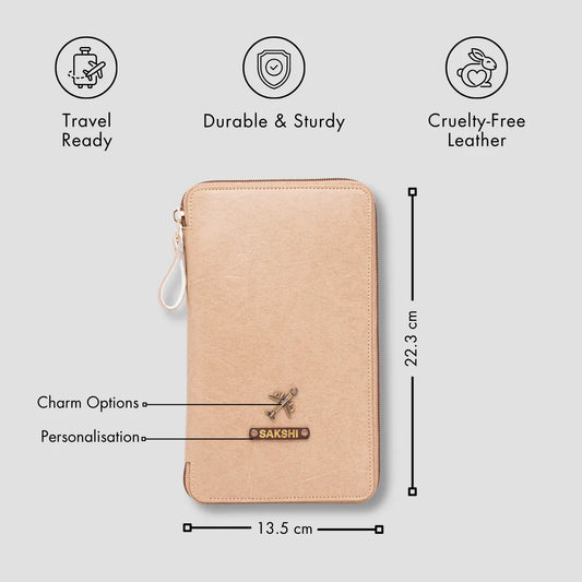PERSONALISED ZIPPERED TRAVEL CASE - TAUPE